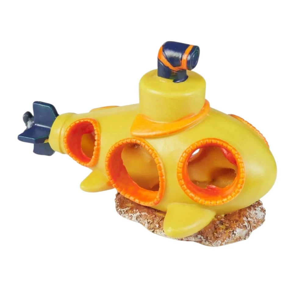 Aqua Culture Yellow Glow in Dark Submarine Aquarium Ornament Fish‎ Tank Decor